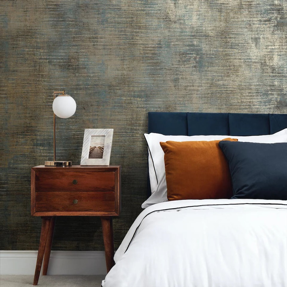 image 1 of Midtown Wallpaper in Rust | Brown | Rust | 53cm x 10m