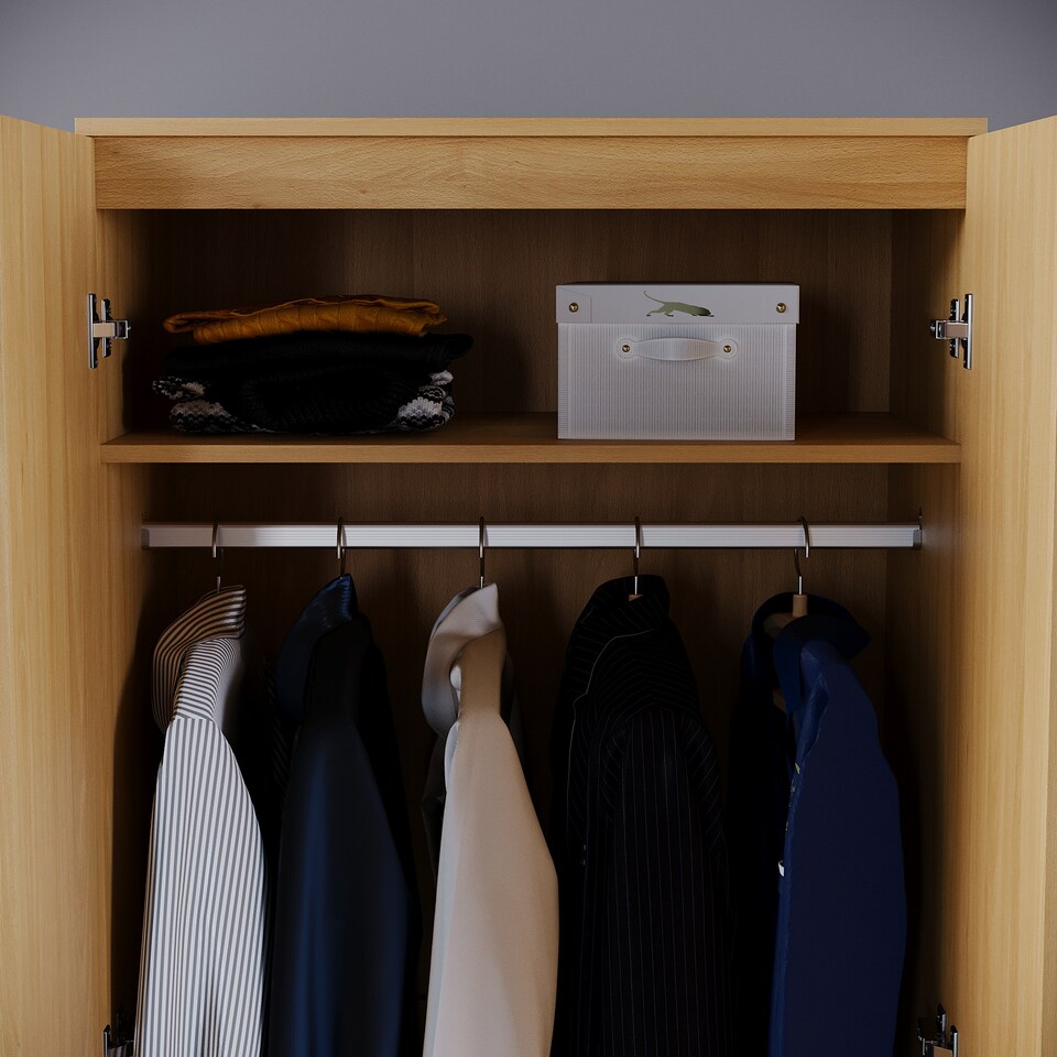 image 1 of Vida Designs Riano 2 Door Wardrobe With Shelf & Clothes Rail, Pine