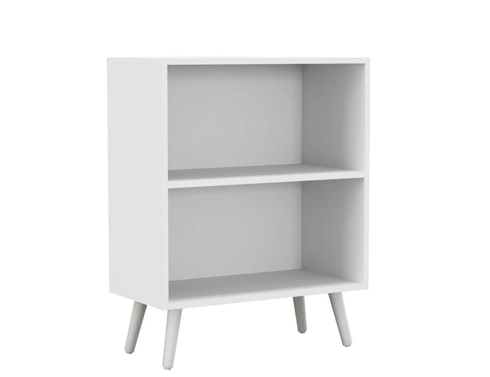 image 1 of 2-Tier Wooden Cabinet With Legs | White | White & White | 1