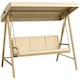 image 1 of Outsunny 3 Seater Garden Swing Chair with Adjustable Canopy and Cushions, Beige | White | Beige