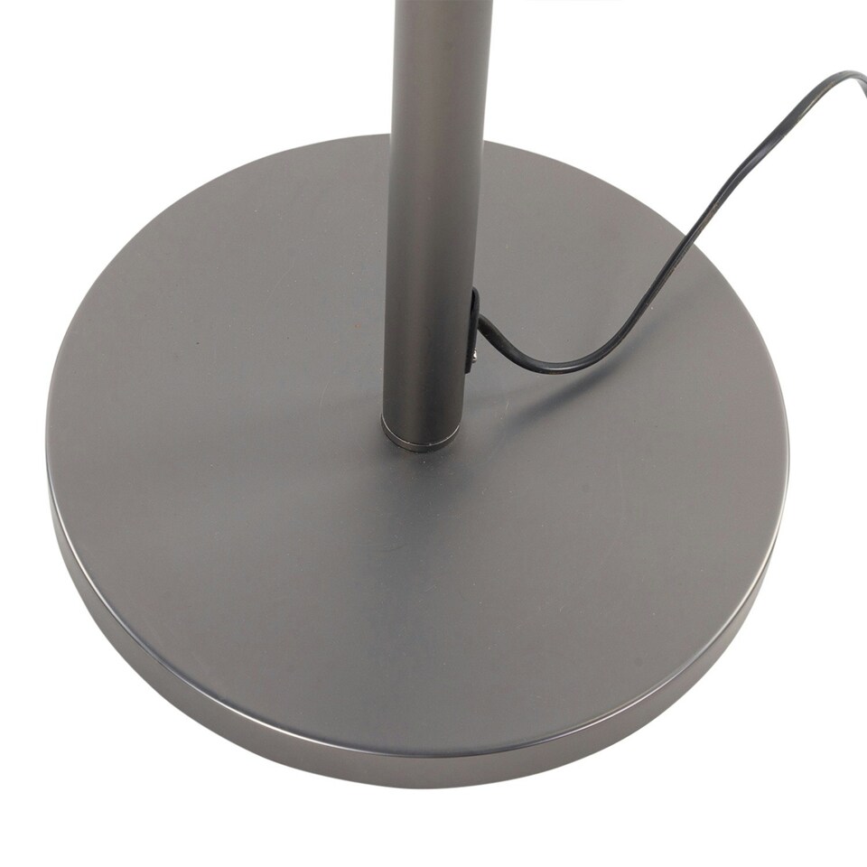 image 1 of Verta - Pewter Floor Lamp with Matching Silk Shade Grey | Grey