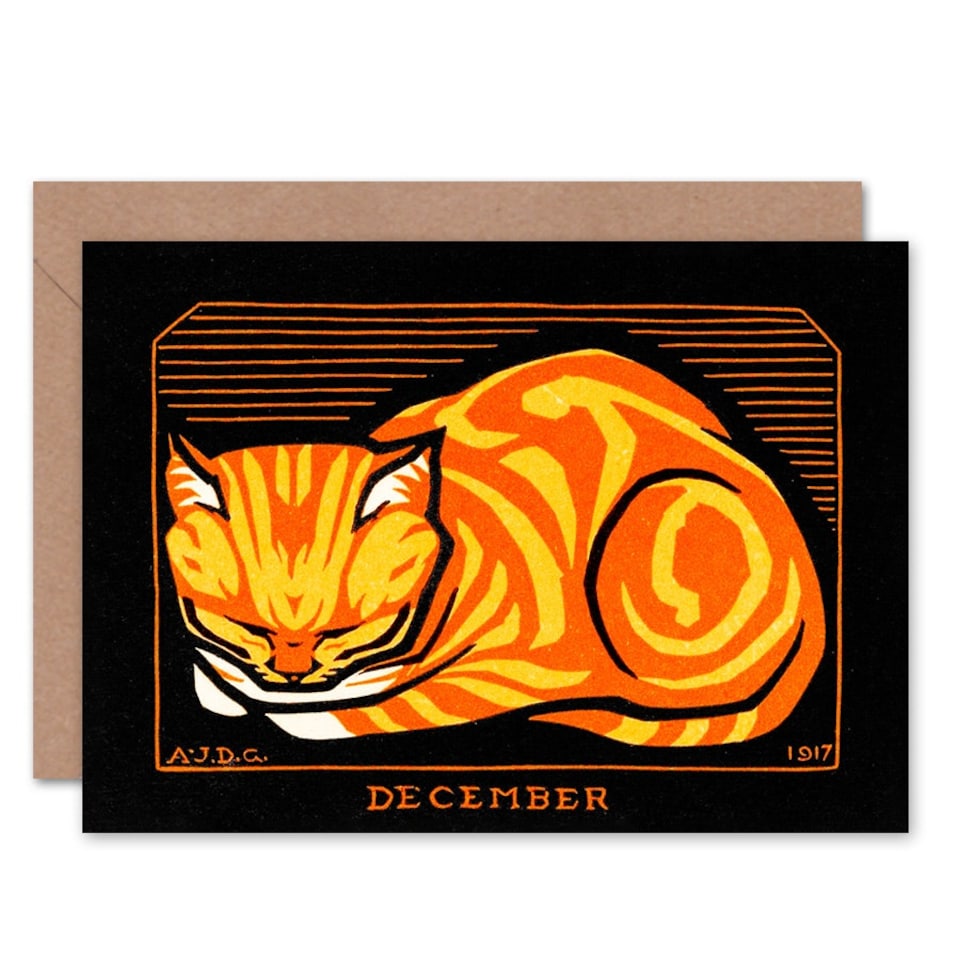 image 1 of December Julie De Graag Cat Art Blank Just to Say Card