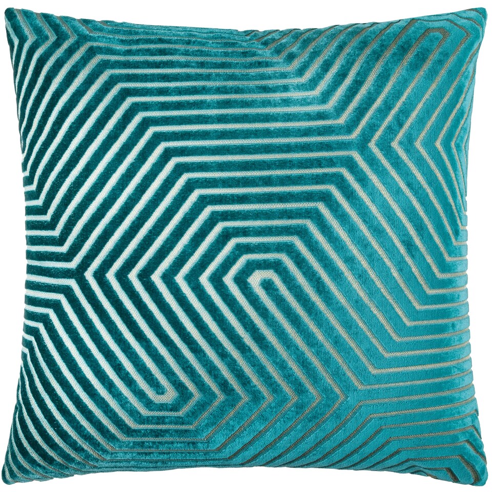 image 1 of Paoletti Evoke Cut Velvet Cushion Cover Blue