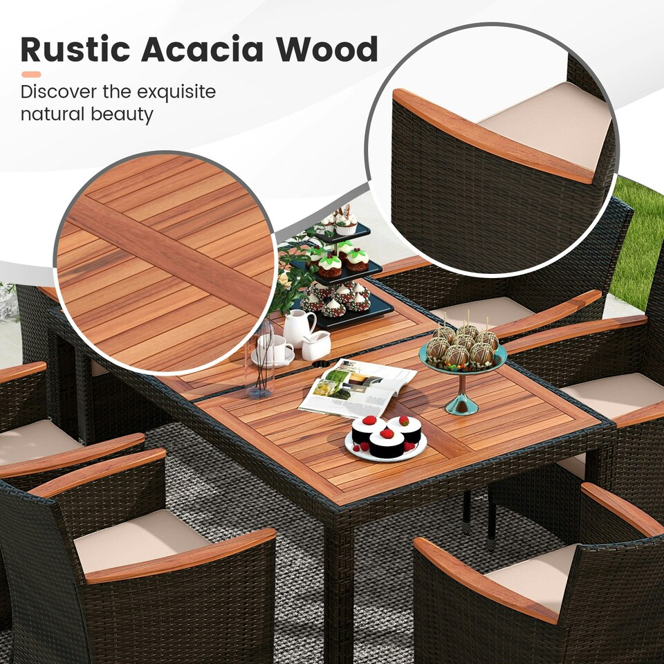 image 1 of COSTWAY 7 Pieces Patio Wicker Dining Set