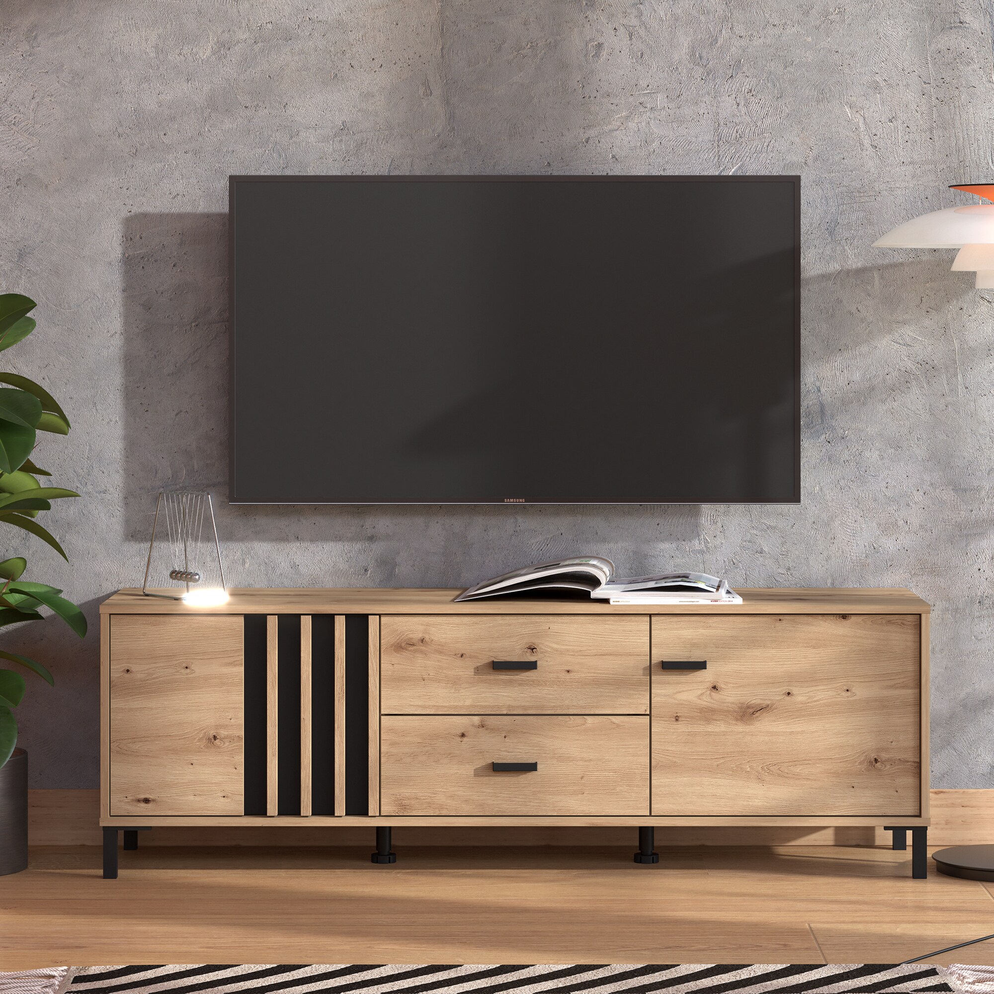 Dorel Home LAVAL TV stand 157, Artisan Oak, Brown