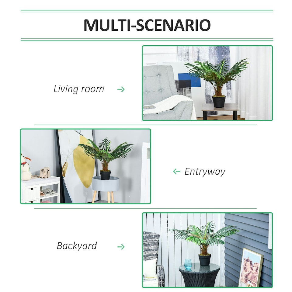 image 1 of Outsunny 60cm/2FT Artificial Palm Tree Fake Plant in Pot Indoor Décor