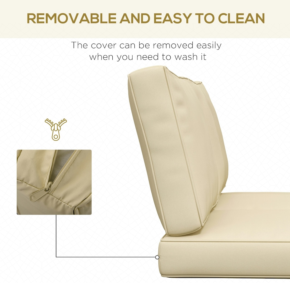 image 1 of Outsunny 2 Seater Outdoor Seat Cushions, Water Repellent Seat Pads with Backrest