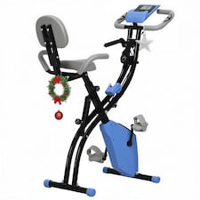HOMCOM 2-In-1 Folding Exercise Bike with 8-Level Magnetic Resistance Blue
