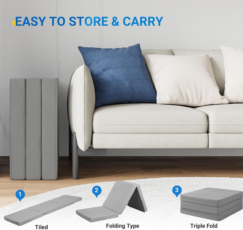 image 1 of Tri Fold Fold Out Z Bed Futon Sofa Chair Mattress