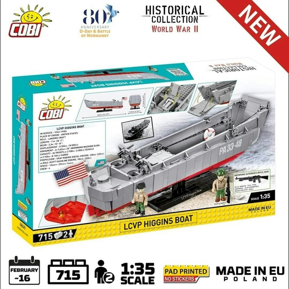 image 1 of LCVP Higgins Boat brick model - COBI 4849 - 715 bricks
