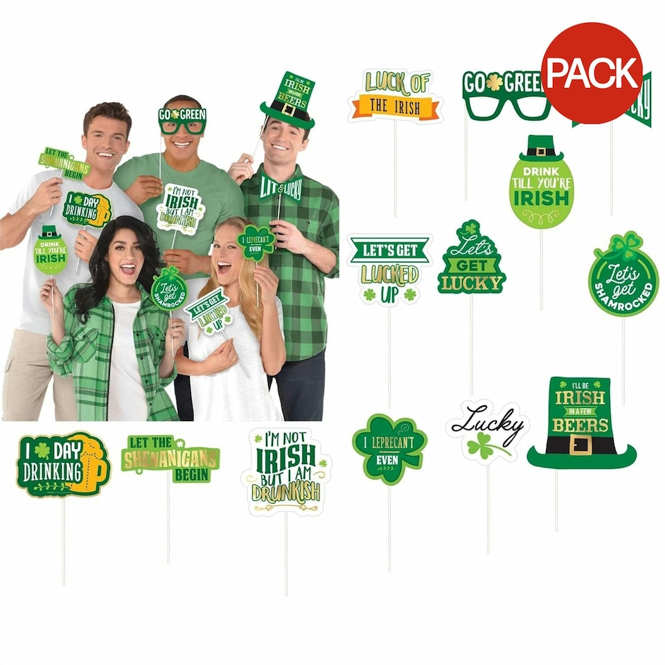 image 1 of Amscan St Patricks Day Photobooth Props (Pack of 13) - Green - One Size | Multi | One Size