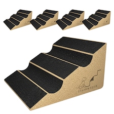 Stairwedge Dog Steps Pack of 5 Soft grip carpet ramps with grooved safety for confident climbing Natural cork design supports mobility for dogs and small pets