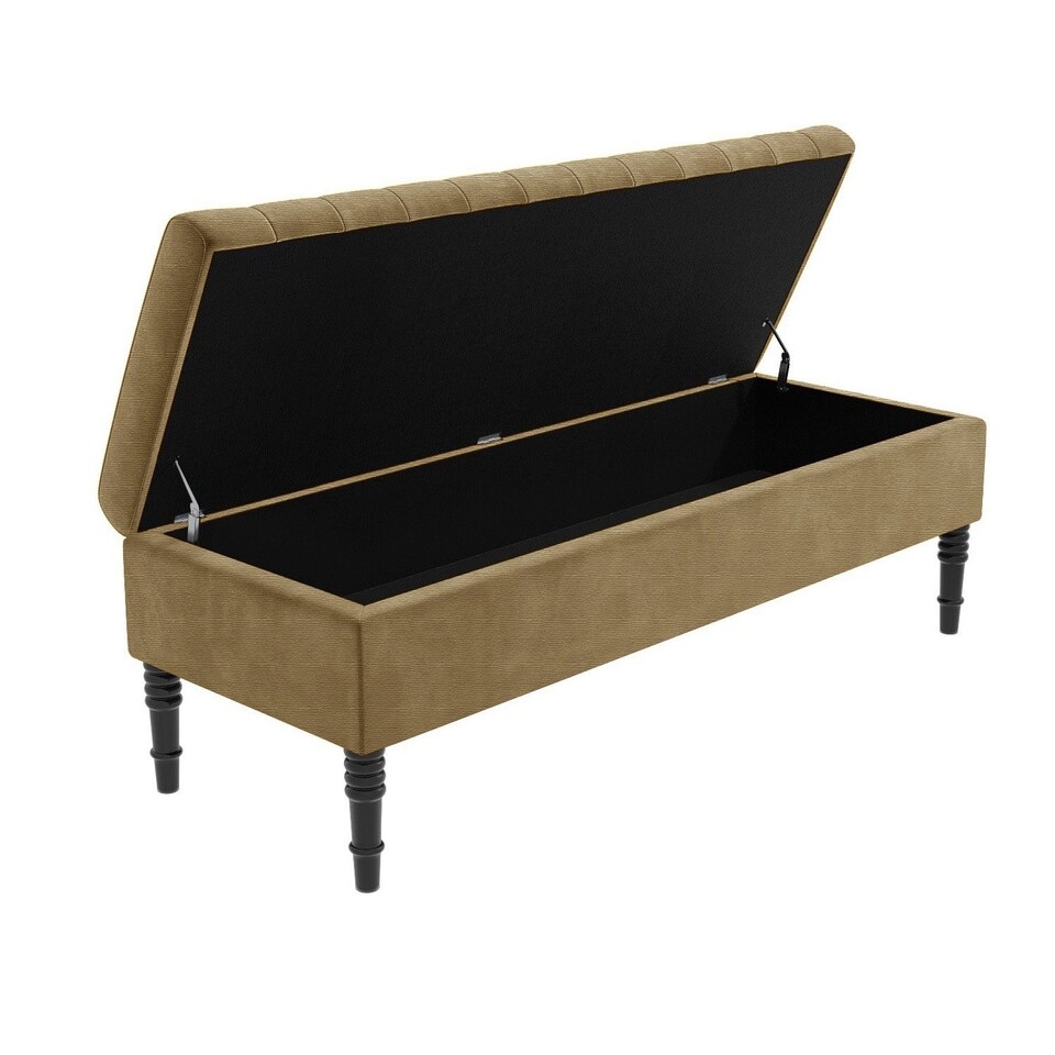 image 1 of Safar 180cm Ottoman Storage Bench - Naples Shoe Bench - Brown Lined Upholstery Storage Footstool