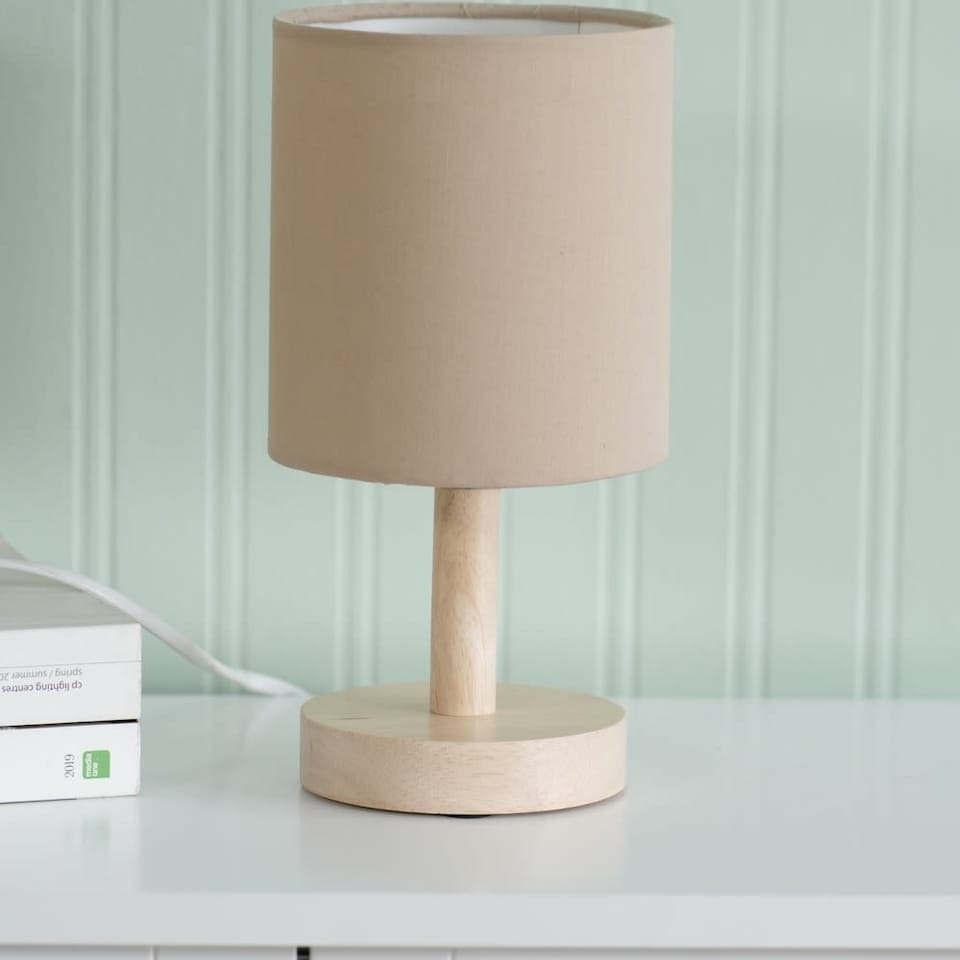 image 1 of ValueLights Nelly Pair of Natural Shade with Wooden Base Bedside Table Lamps