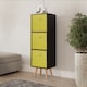 image 2 of Black 3-Tier 3-Drawer Cube Shelving Unit with Scandinavian Legs | Yellow | Yellow & Beech | 1