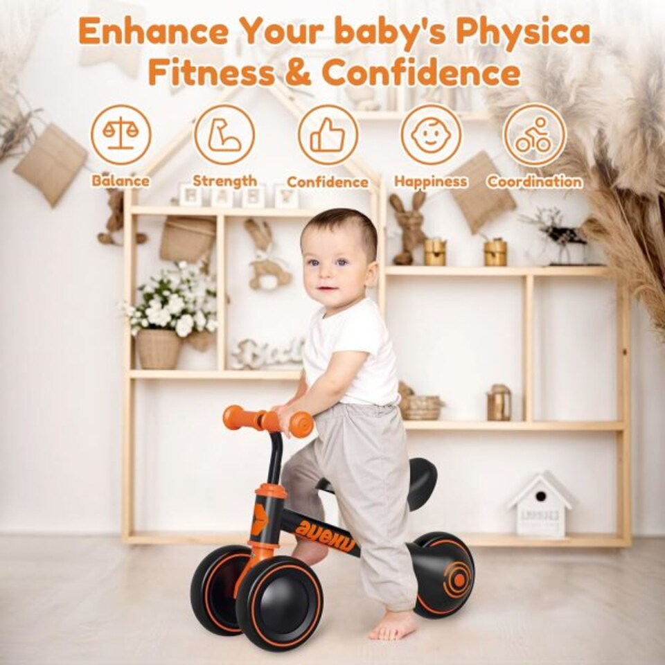 image 1 of AyeKu Baby Toddler Balance Bike Silent Wheels Adjustable Seat, 1-3 Years, Black | Multi