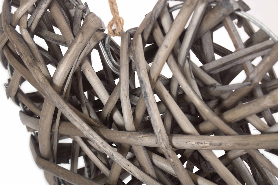 image 1 of Medium Full Antique Wash Wicker Heart | Brown | Natural