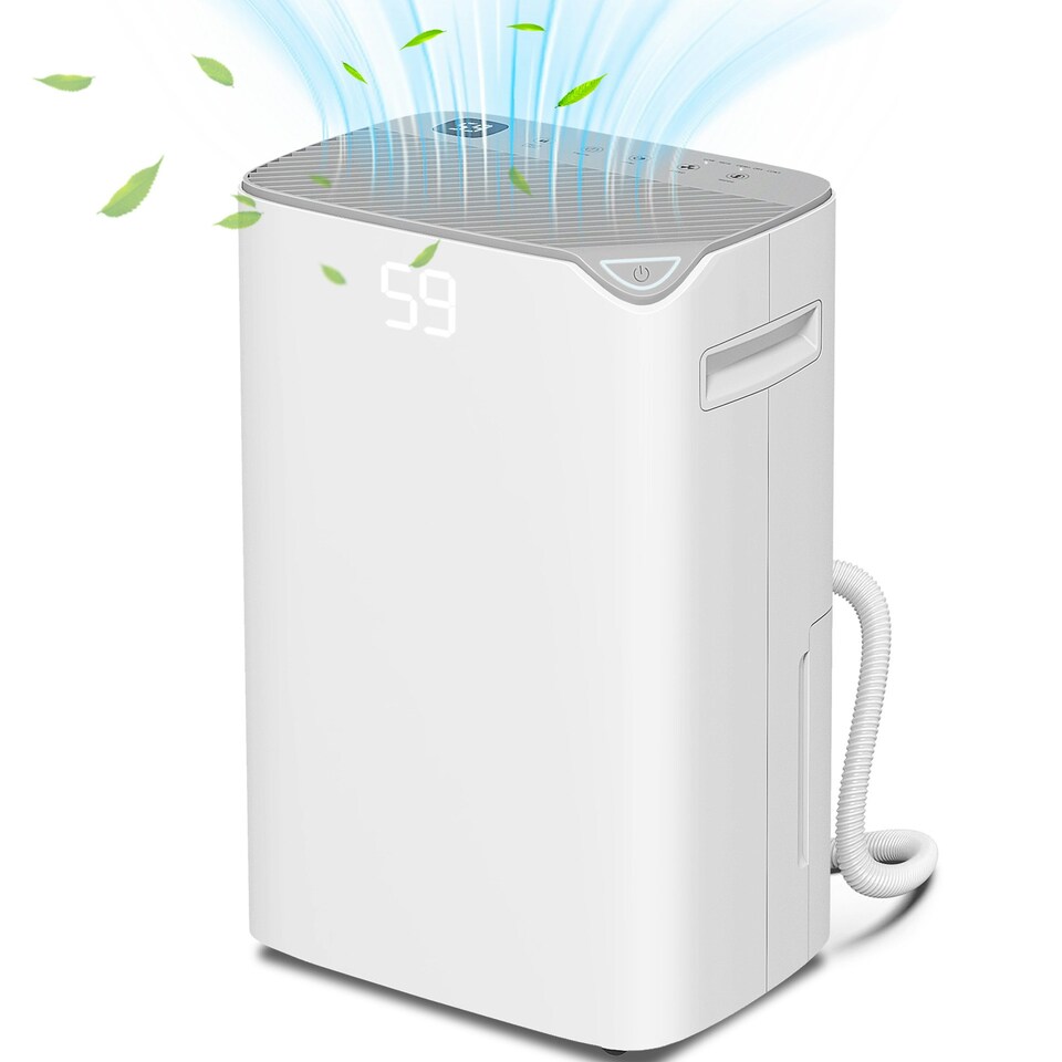 image 1 of HOMCOM 20L/Day Small Dehumidifier for Home Damp Laundry, with 24H Timer