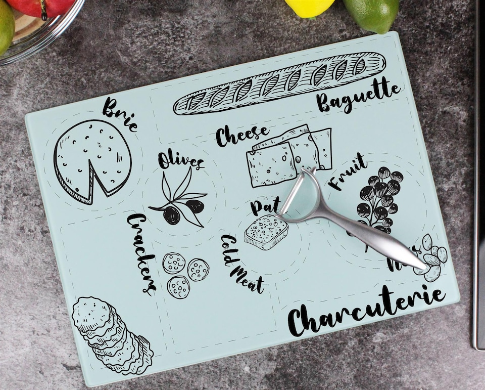 image 1 of Charcuterie Glass Chopping Board - Rectangular Large Serving Board