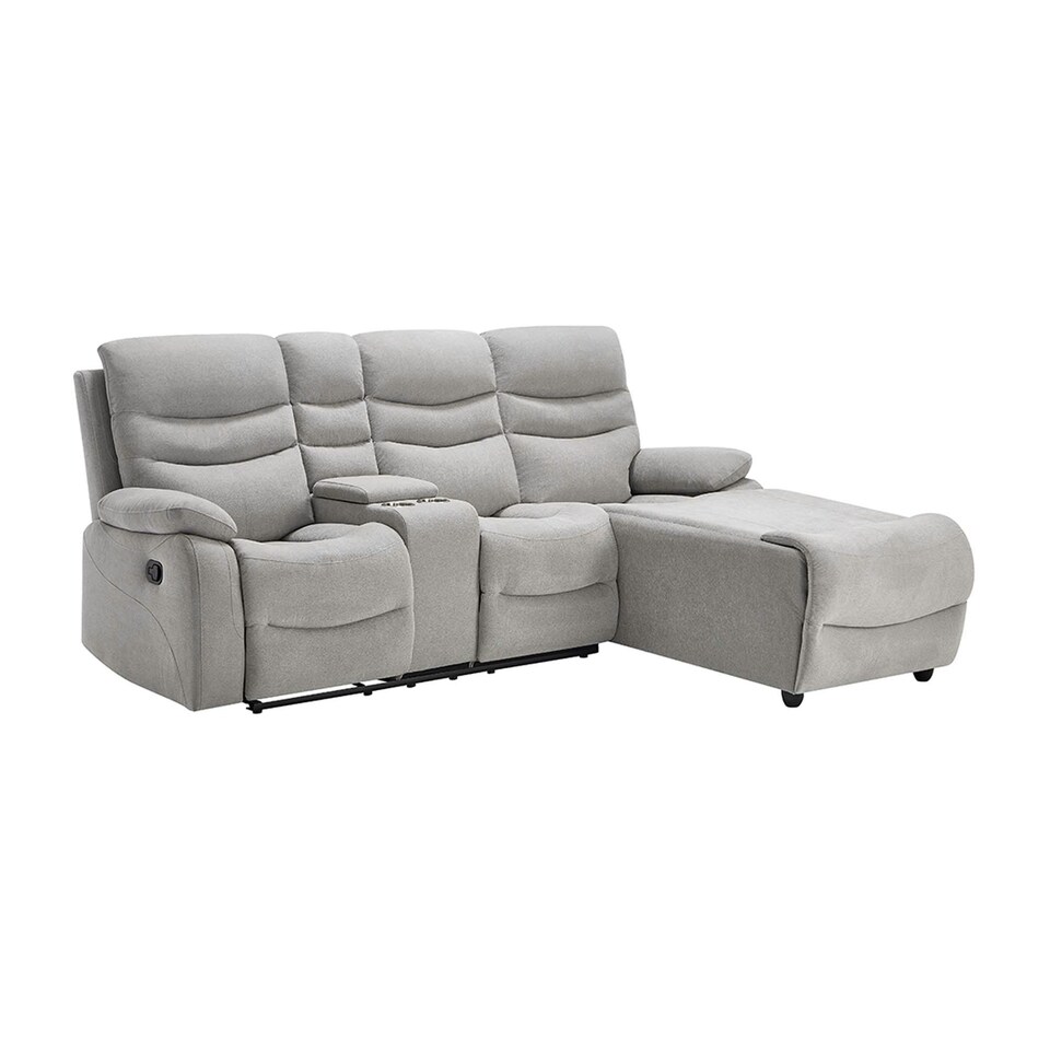 image 1 of Avon Chaise Lounge Manual Recliner Sofa w Drinks Console Grey