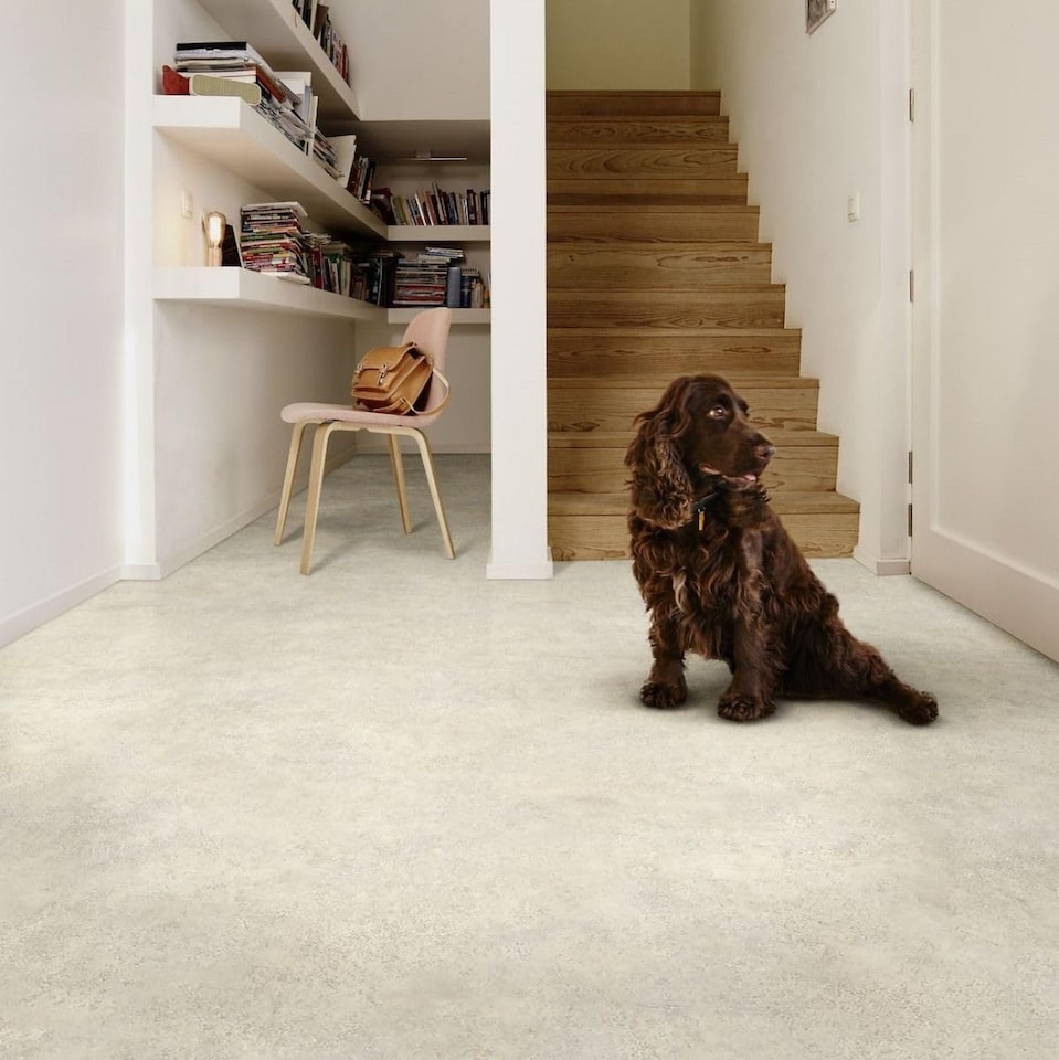 image 1 of Concrete Effect Anti-Slip Vinyl Flooring For LivingRoom, Kitchen, 2mm Thick Cushion Backed Vinyl Sheet