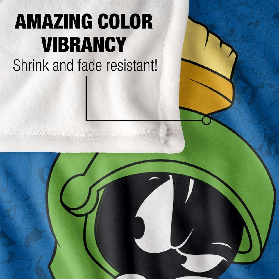 image 1 of Looney Tunes Character Collage Marvin The Martian Blanket - Multicoloured - One Size