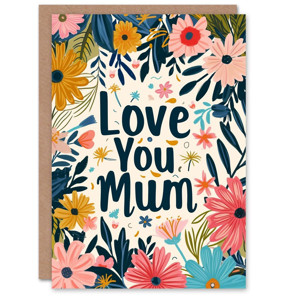 image 1 of Mothers Day Card Love You Bright Floral Flowers Mum Card