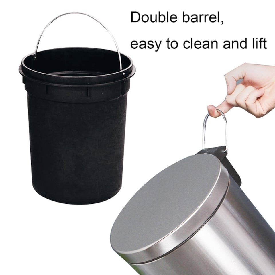image 1 of Silver Metal Wastebin 5L