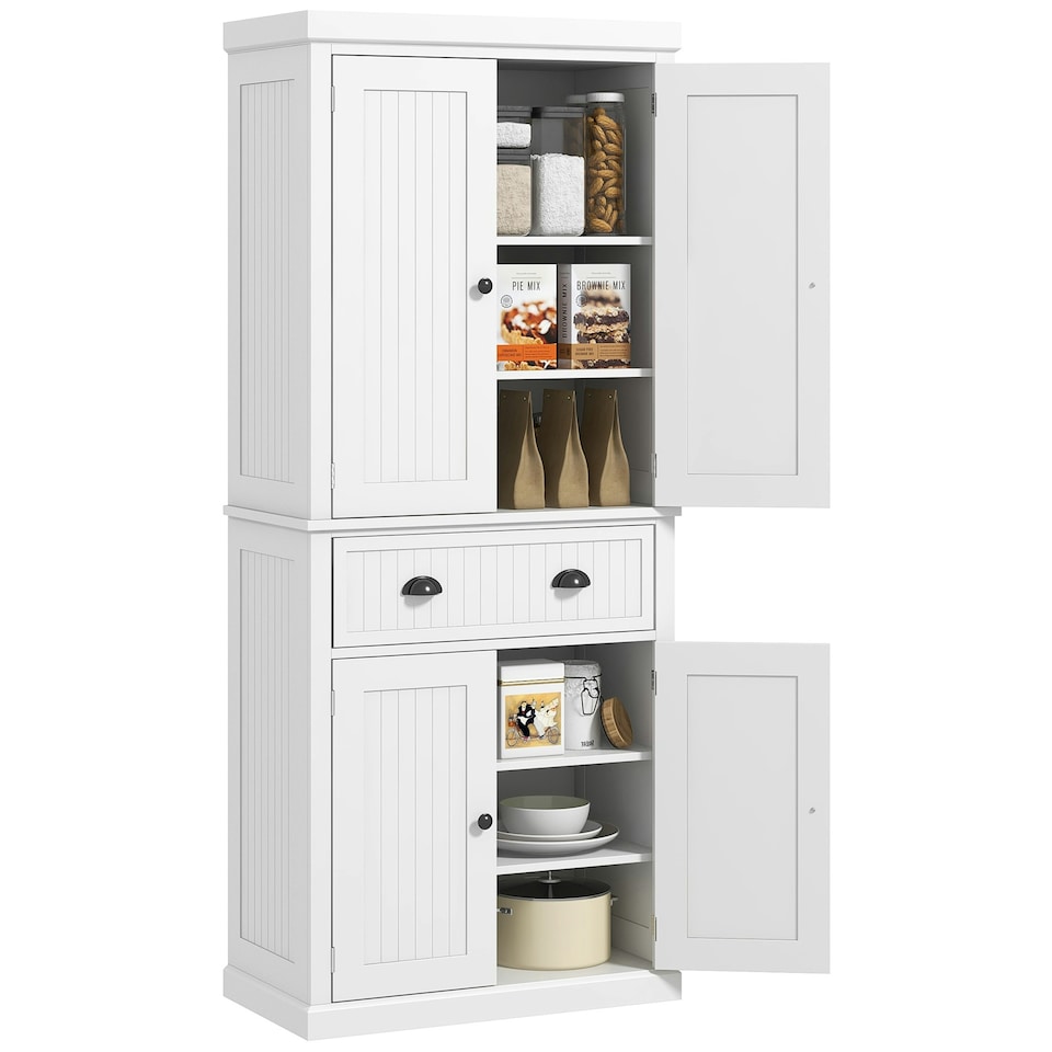 image 1 of HOMCOM Kitchen Storage Cabinet with Drawers, Cupboards and Shelves, White
