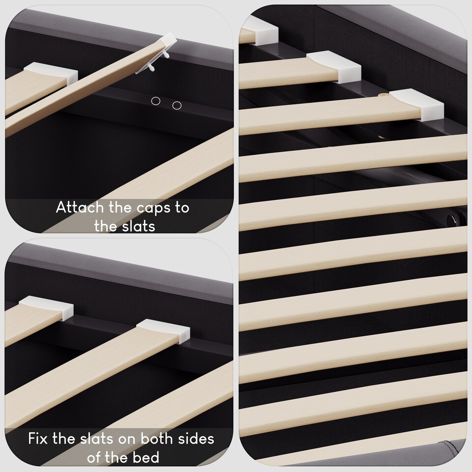 image 1 of Vida Designs Lisbon 3ft Single Ottoman Bed Storage Faux Leather, Grey, 90 x 190cm