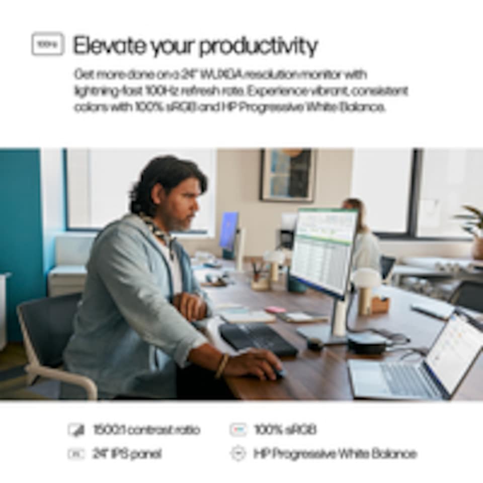 image 1 of HP Series 5 Pro 24 inch WUXGA Monitor - 524pn, 61 cm (24"), 1920 x 1200 pixels, WUXGA, LCD, 5 ms, Black | Black | Black | 51.8 cm