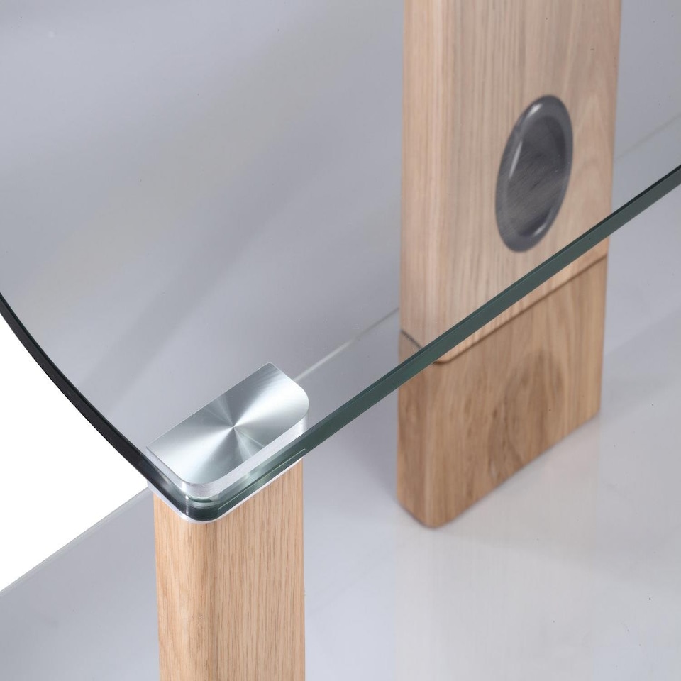 image 1 of Century TV-Stand Light Oak/Glass, 1200 | Brown | Light Oak with clear glass | 80