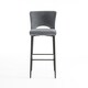image 2 of Lily Velvet Bar Stool Padded Seat Metal Legs (Grey)