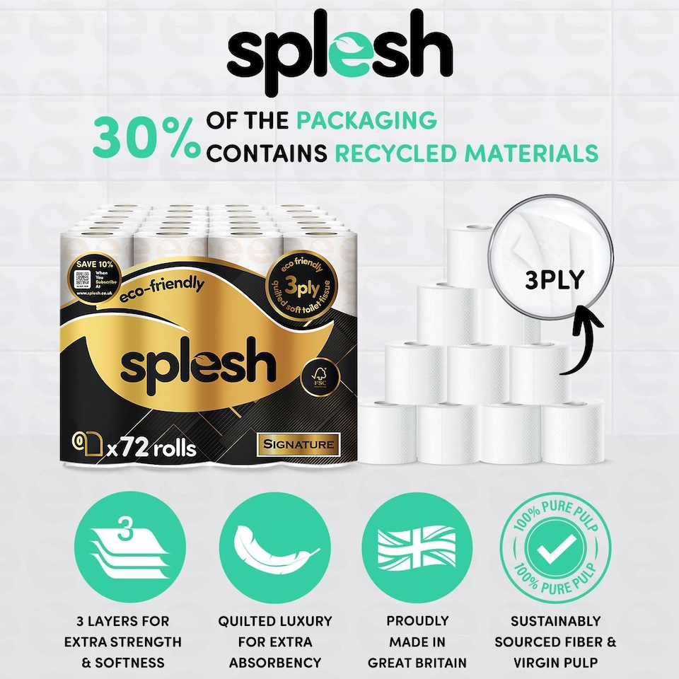 image 1 of Splesh Toilet Roll Signature Scented 72 Rolls|Quilted 3-Ply Soft Toilet Paper