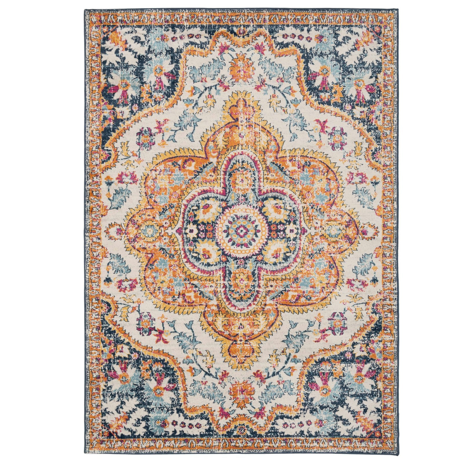 KUKOON Bright Multicolour Traditional Medallion Living Area Rug 160cm x 230cm | Multi