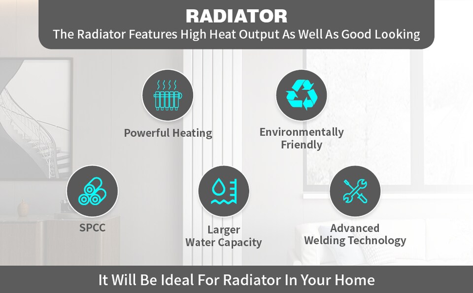 image 1 of Radiator Single Panel 600x1156mm Flat Panel Vertical Column Radiator | Grey | 1