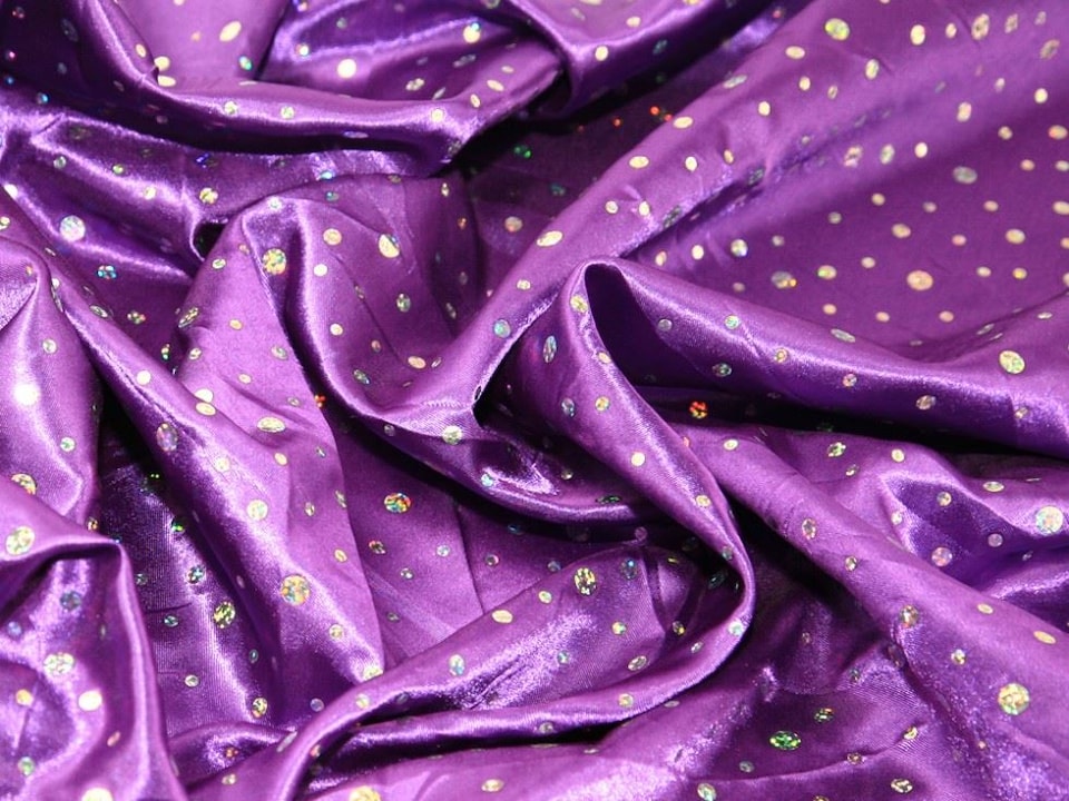 Purple Sequin Satin Fabric for Dressmaking, 150cm / 59" Wide - per metre