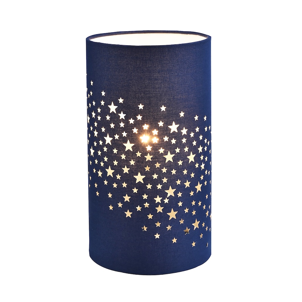 image 1 of Modern Stars Decorated Children/Kids Midnight Blue Cotton Bedside Table Light | Blue