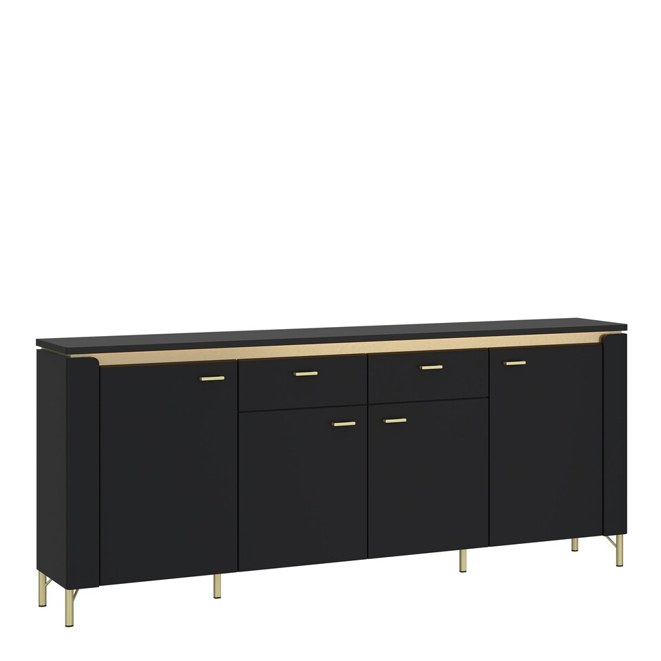 image 1 of Genoa Sideboard 4 Door 2 Drawer in Black Matt/Gold