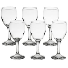 Empire Wine Glasses Classic Glassware Red White Wine Water Juice Cups | Clear | 6x 245ml