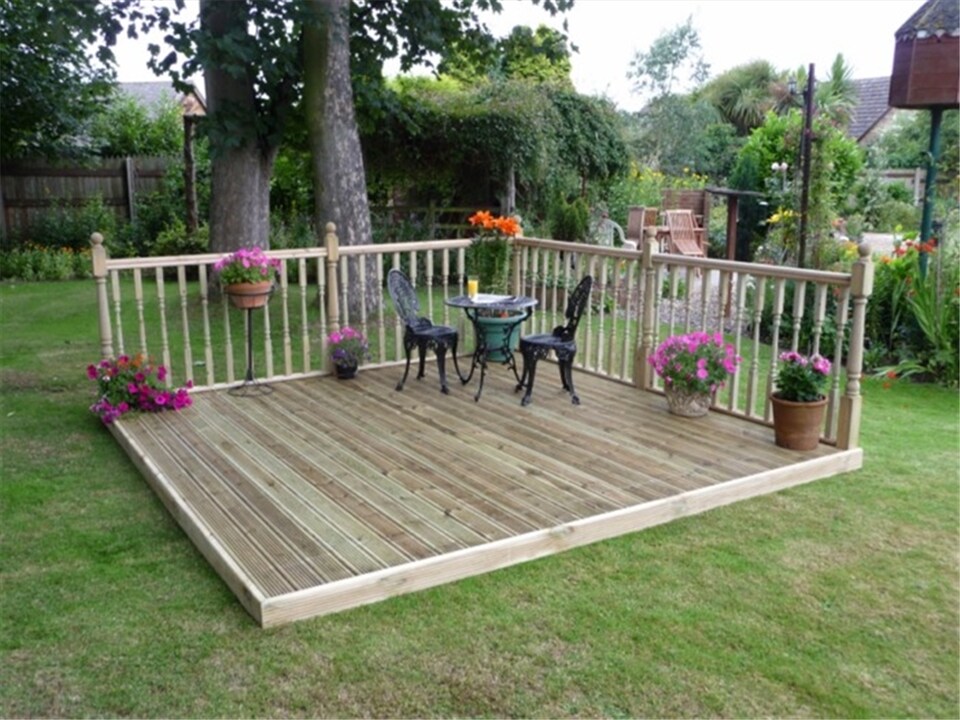 image 1 of eDecks Easy Deck Decking Kit, Treated Timber, 1.8 x 3.6m - Colonial Handrails