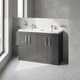image 4 of Balterley Millwich Contemporary 4 Door Floor Standing Vanity Unit with Basin, Gloss Grey, 1200mm