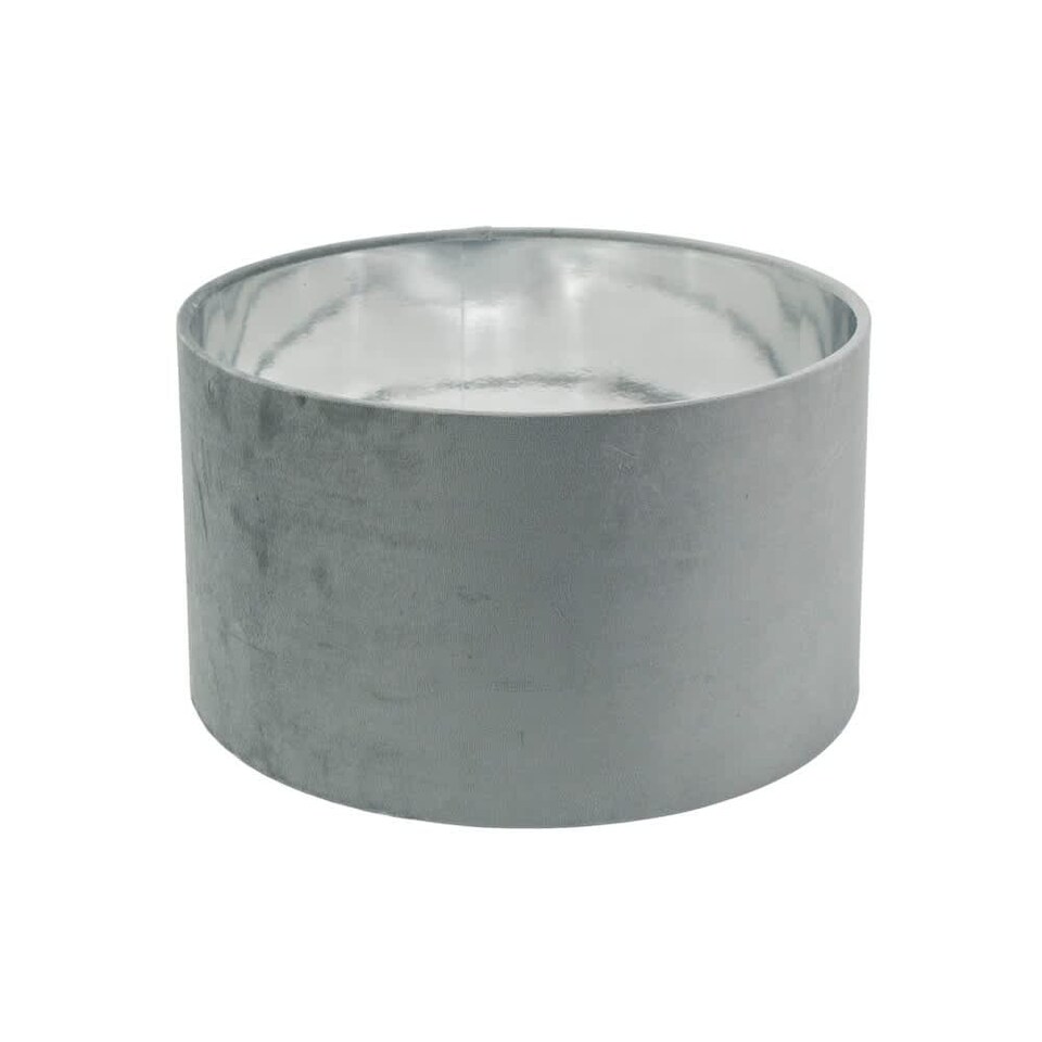 image 1 of ValueLights Reni Medium Grey Velvet Chrome Inner Lamp Shade & Bulb | Grey