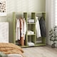 image 2 of HOMCOM Double Open Wardrobe on Wheels, Bedroom Wardrobe with Clothes Hanging Rails, 3 Storage Shelves, Mobile Garment Rack for Cloakroom, Hallway, Green | Green