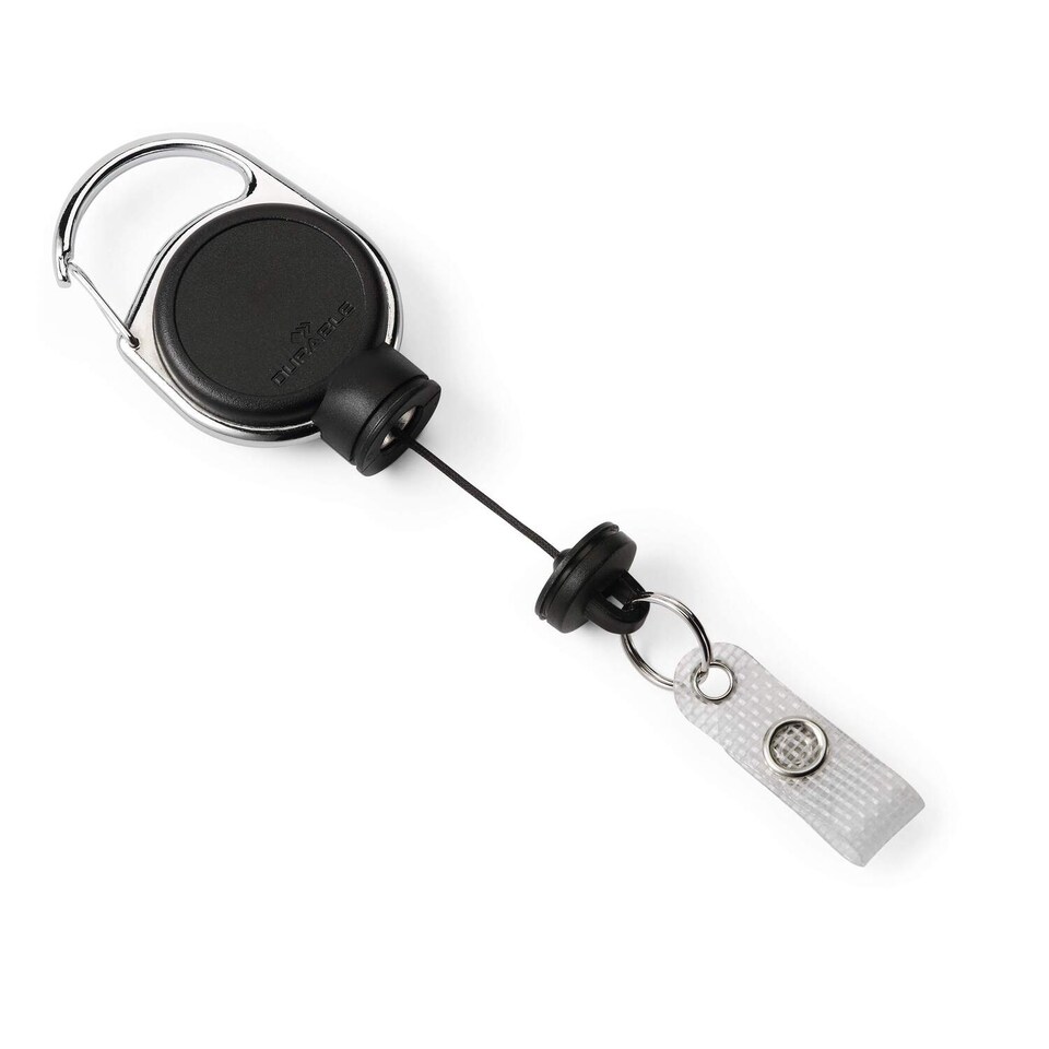 image 1 of Durable Extra Strong Retractable Clip Badge Reels for ID & Keys | Black
