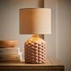 image 2 of ValueLights Asha Ceramic Tan Geometric Table Lamp Shade & Bulb | Pink