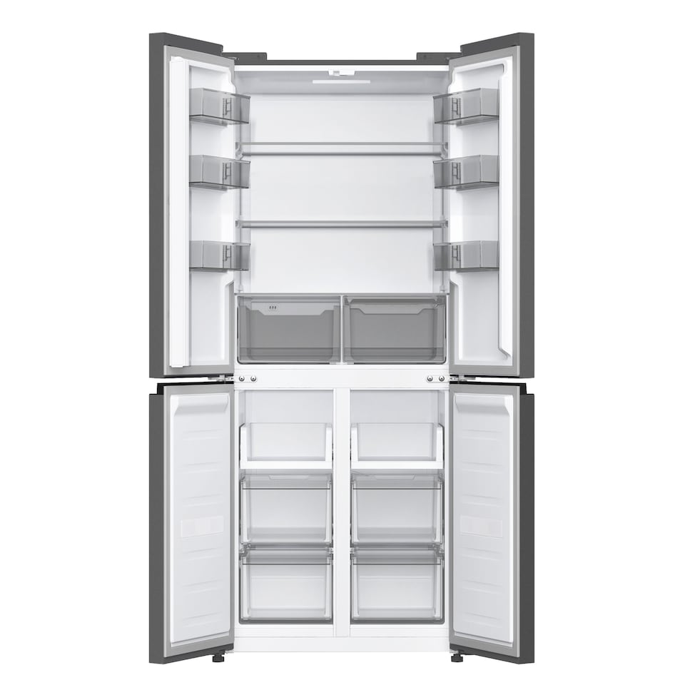 image 1 of HYE 418 Litre No Frost Cross Door American Fridge Freezer, 75cm, Silver - RF01AMCD430S03