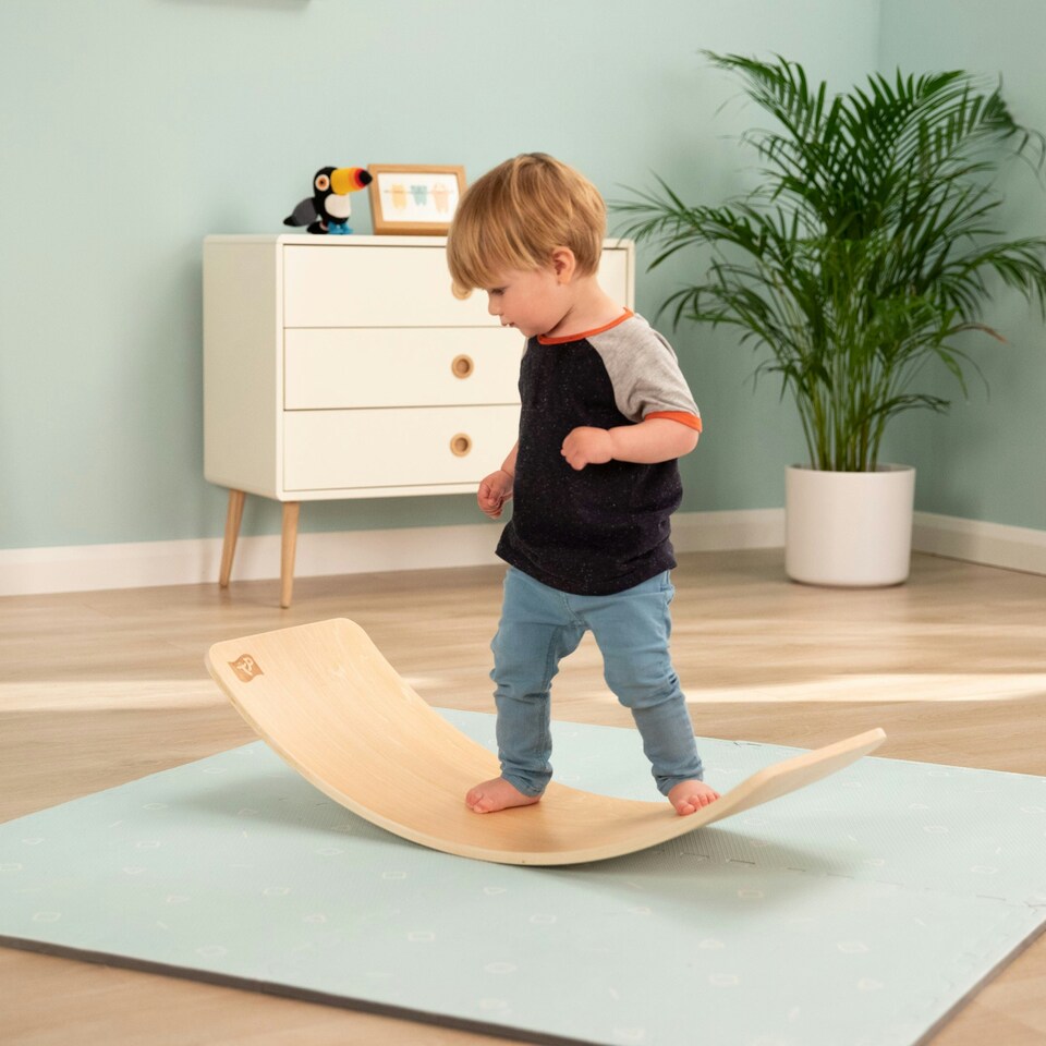 image 1 of The Adventurer Play Pack: TP Active-Tots Pikler Style Wooden Climbing Triangle with Active-Tots Balance Board and Owl & Fox Musical Instrument Assortment