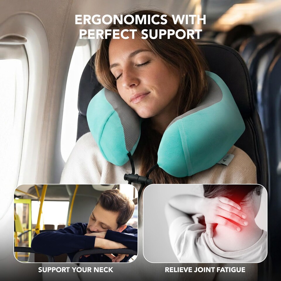 image 1 of Lugg Memory Foam Travel Neck Pillow with Adjustable Buckle and Washable Cover