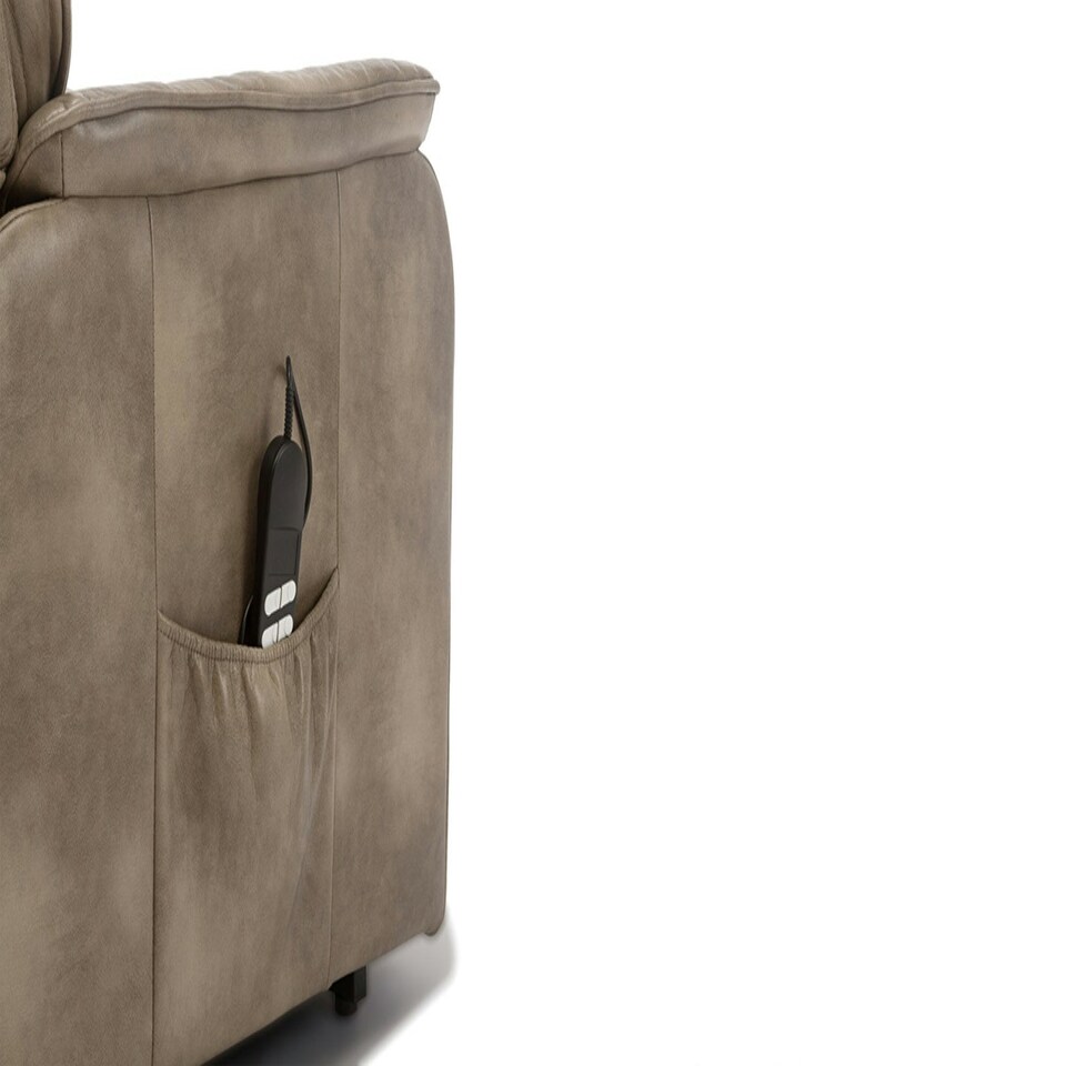 image 1 of Buckingham Dual Motor Electric Rise Recliner Bonded Leather Chair (Stone)